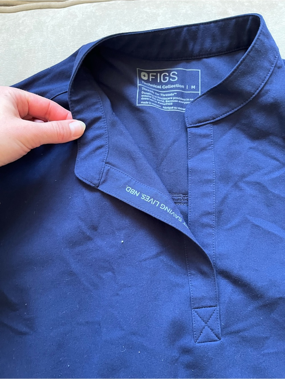 Navy blue long sleeve FIGS top size M-L - Picture 2 of 4